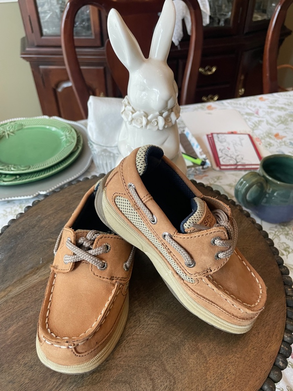 Sperry Top-Sider Kids Tan Leather Boat Shoes Size 9